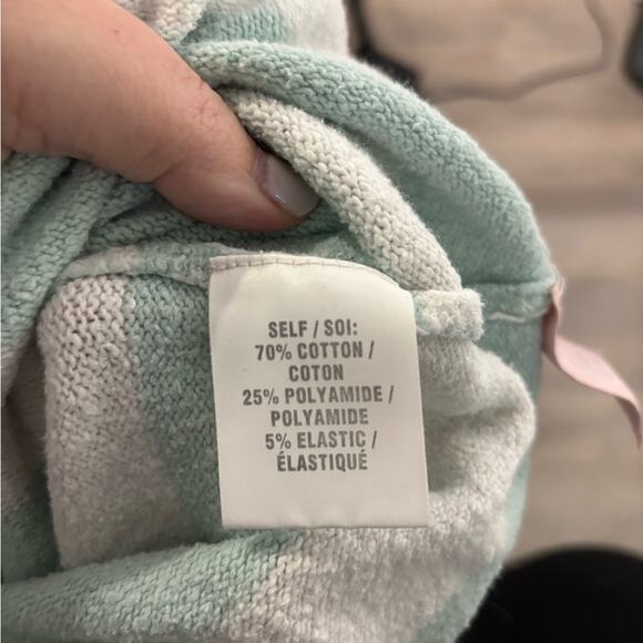 Tanya Taylor Green and White Striped Long Sleeve Sweater V Neck and Collar Sz M - Picture 7 of 7